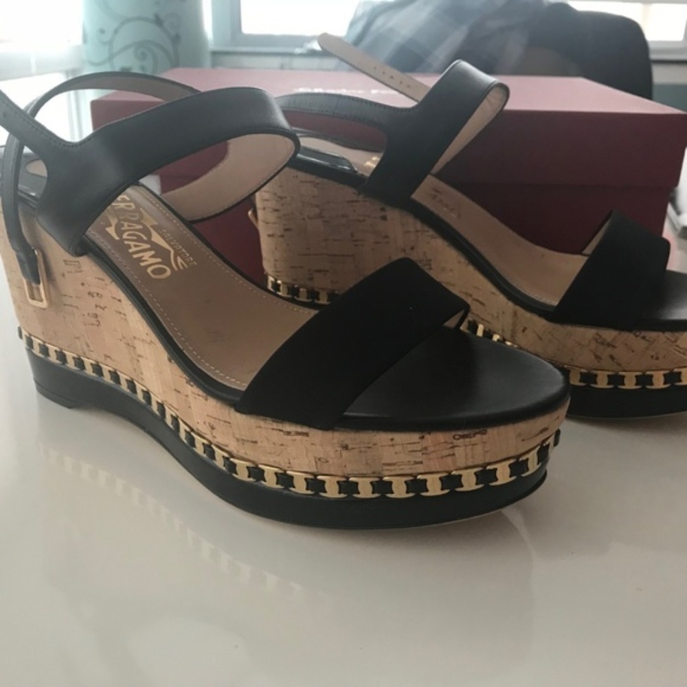 Salvatore Ferragamo Mollie Wedge Sandal Size 9B